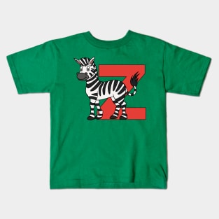 Letter Z with Zebra Kids T-Shirt